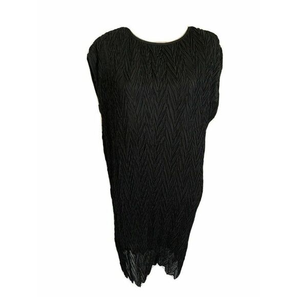 Timeless Naeem Khan Womens Solid Black Short Sleeve Mini Dress Medium Large - Picture 1 of 7